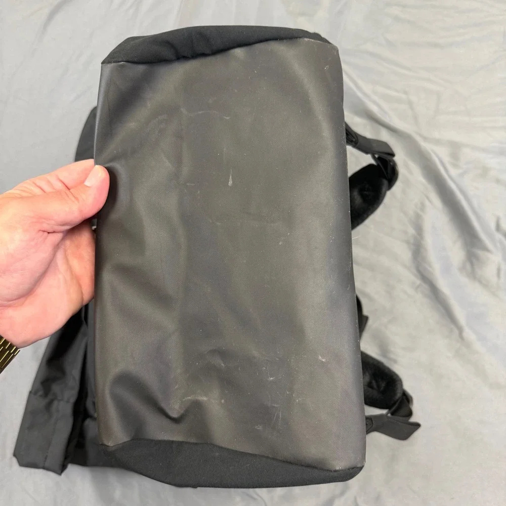 Columbia Black Roll Top Backpack Unisex Padded Straps Side Access Hiking Bag